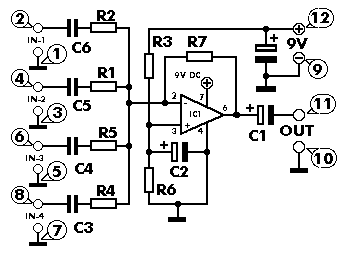 Instrument Mixer 4-INPUT