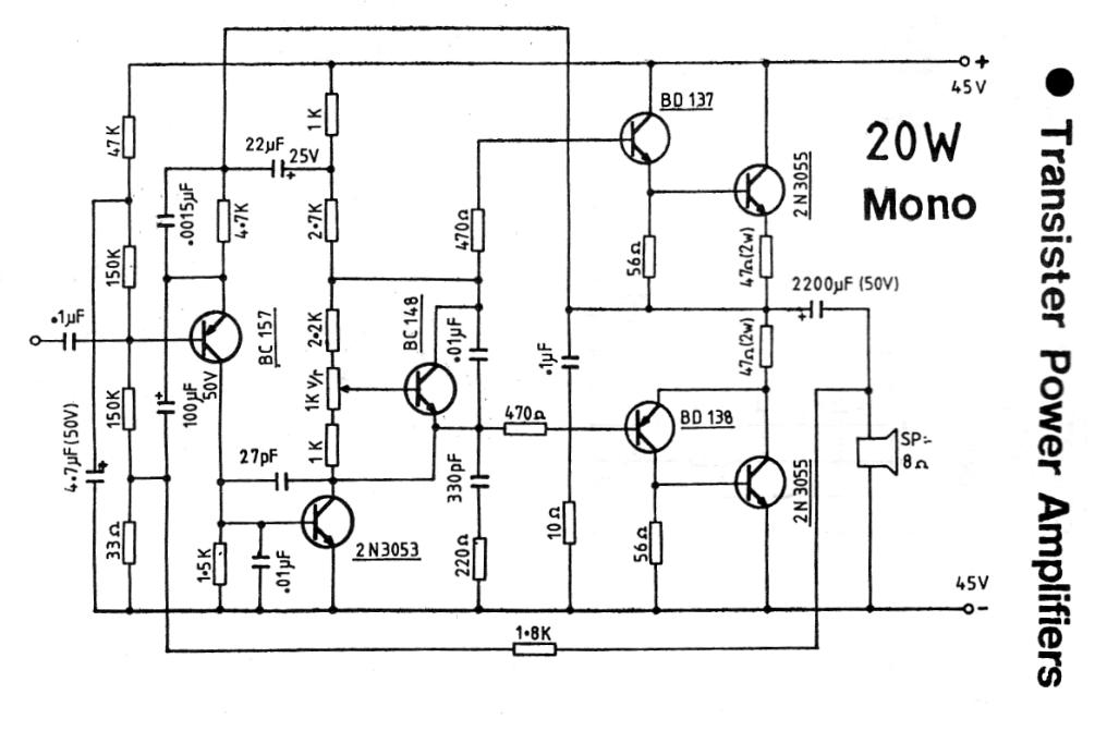 Figure 876 : 20W Transistor Power Amplifier 20W Transistor Power Amplifier