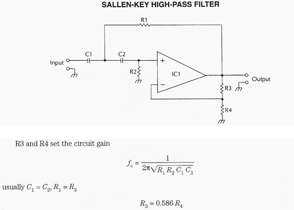 Figure 1054 : Sallen-KEY High-pass Filter Sallen-KEY High-pass Filter