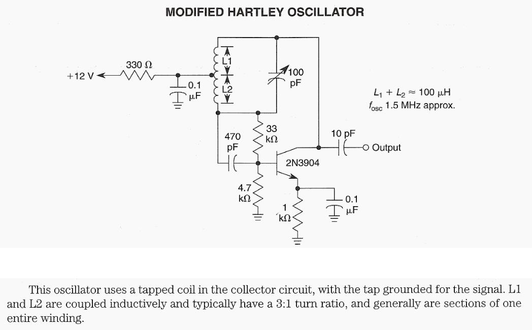 Figure 997 : Modified Hartley Oscillator Modified Hartley Oscillator