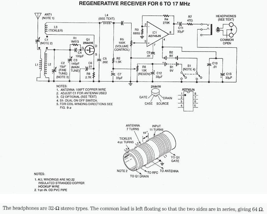 Figure 1036 : Regenerative Receiver for 6 to 17 MHz Regenerative Receiver for 6 to 17 MHz
