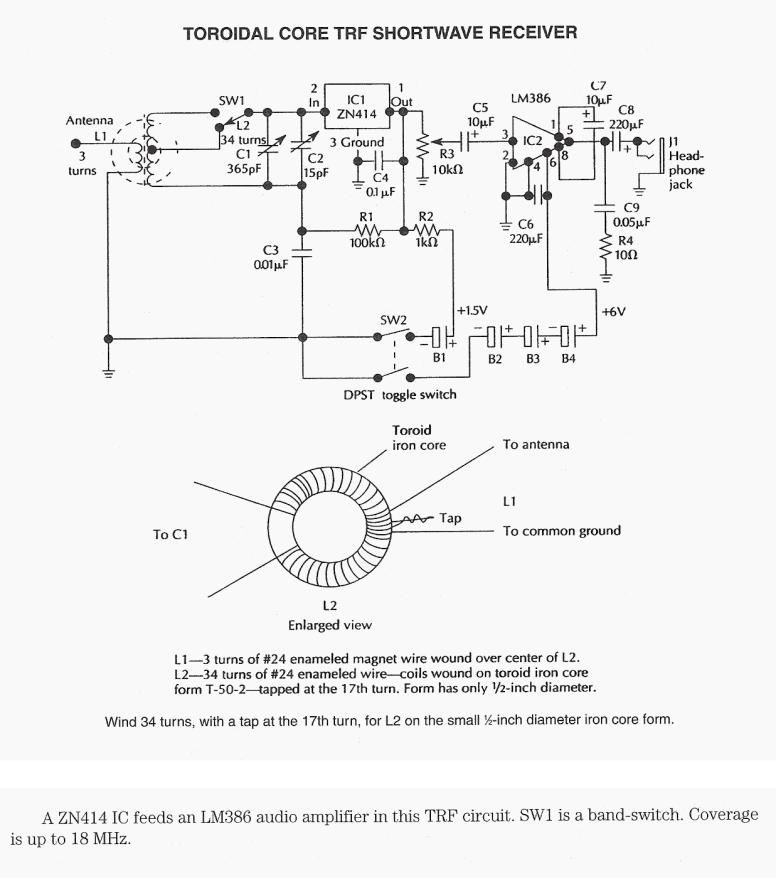 Figure 1074 : Toroidal Core TRF SW Receiver Toroidal Core TRF SW Receiver
