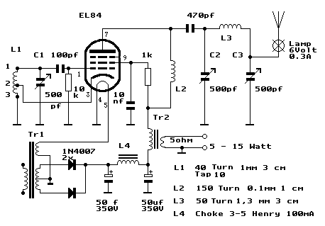 Figure 1114 : Simple AM Tube Transmitter Simple AM Tube Transmitter