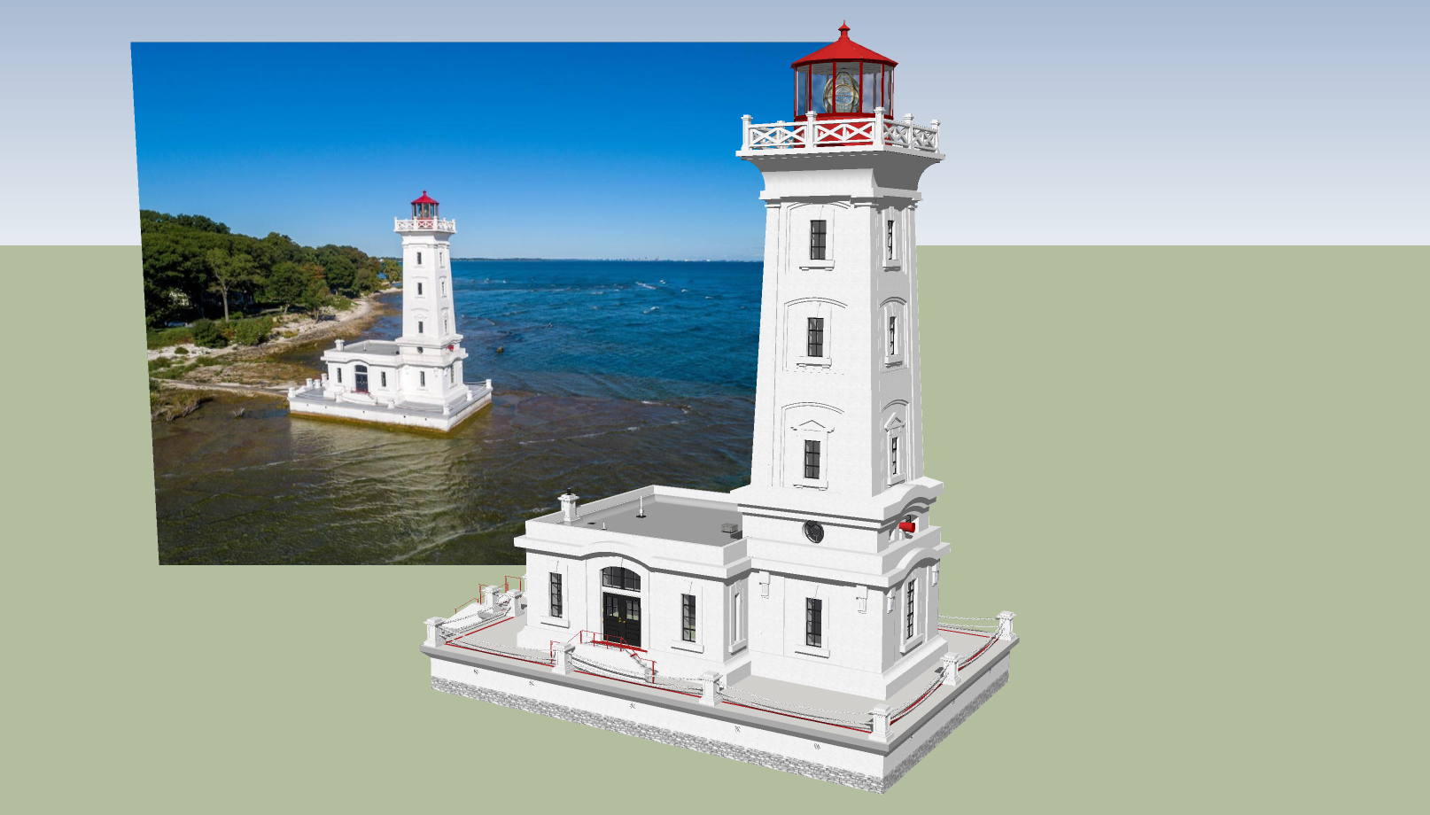 <b>Sketchup 8 MODEL 14</b> (2023) : Figure 156 : Point Abino Lighthouse, Ontario, Canada. : 